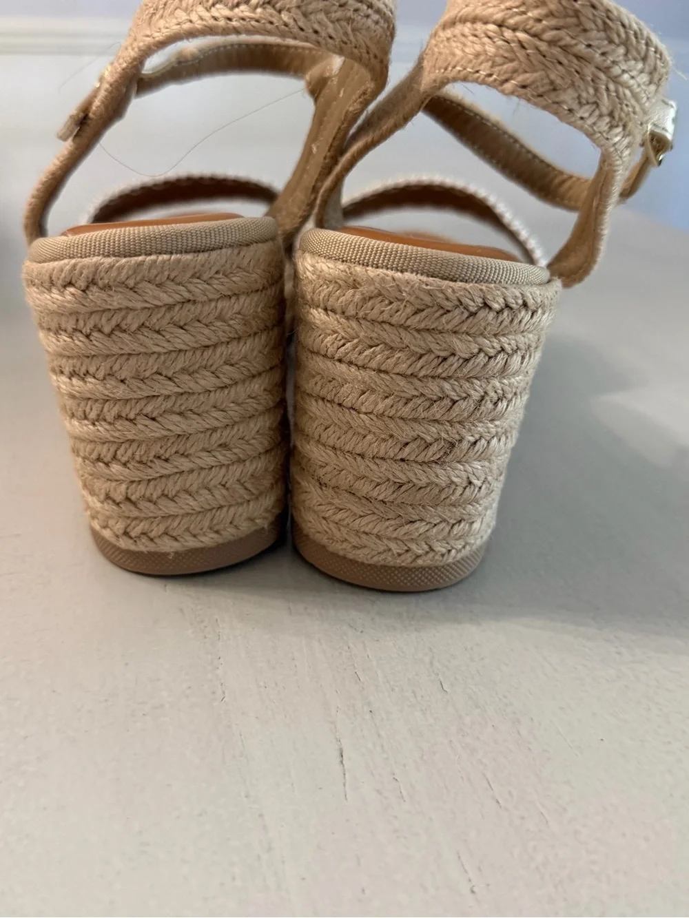 MIA Women’s Gold Espadrille Wedge Sandals with Ankle Strap Sz 9 NWOT